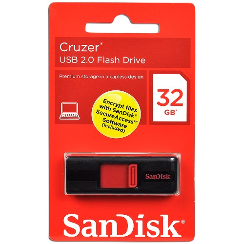 SanDisk Cruzer 32GB USB 2.0 Flash Drive (Black/Red)